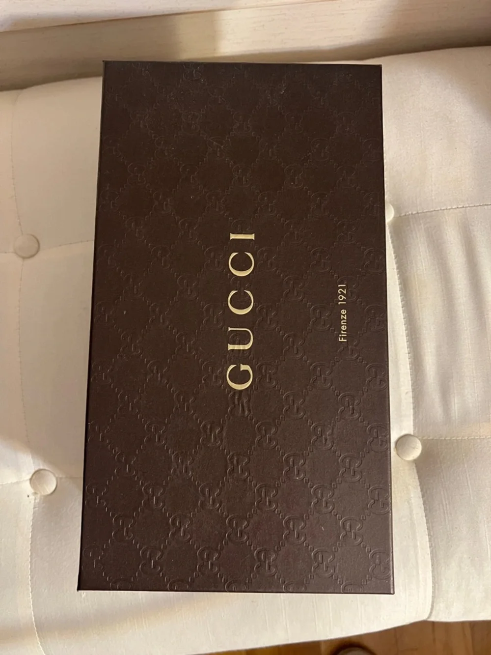Gucci Dark Brown Embossed Logo Gift Box with Gold Lettering